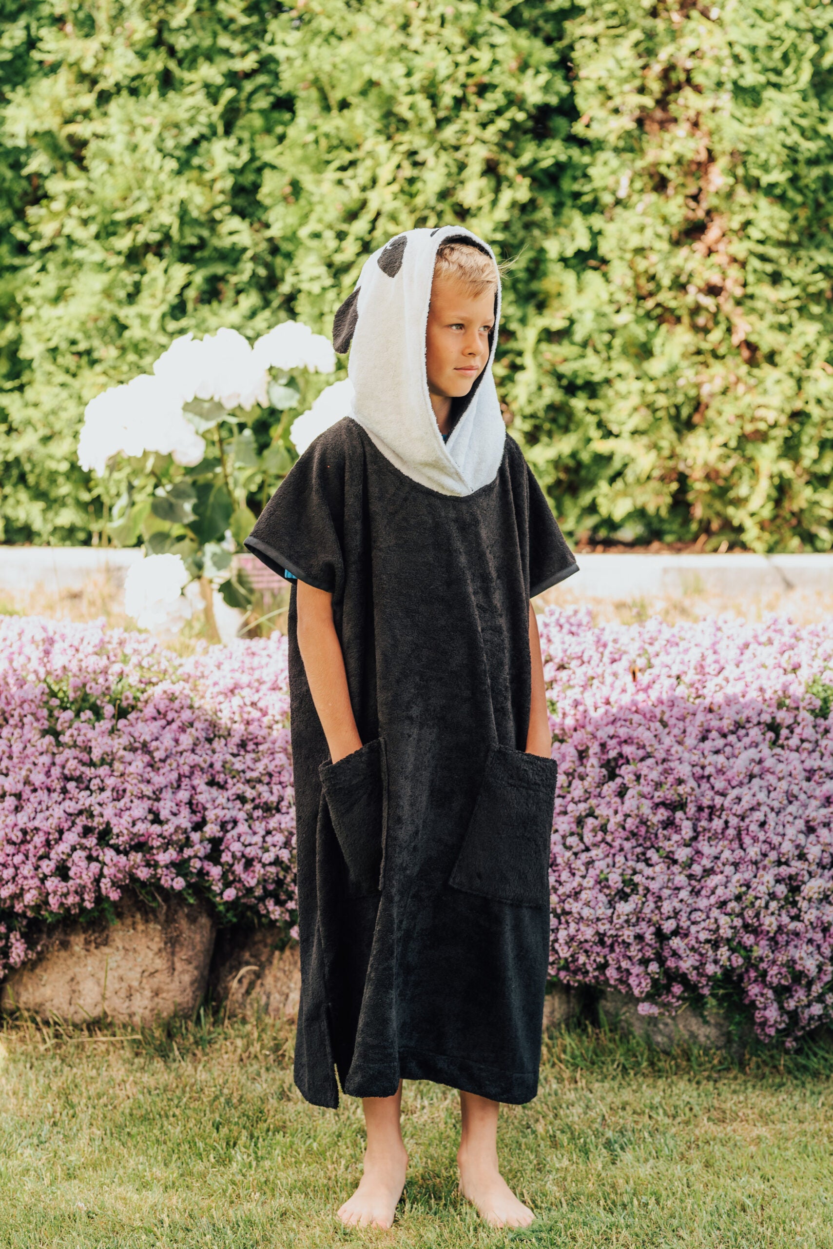 Short-Sleeve Poncho PANDA - For KIDS (Size 122-150)