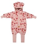 Baby Jumpsuit with Hood - Lilies on Pink