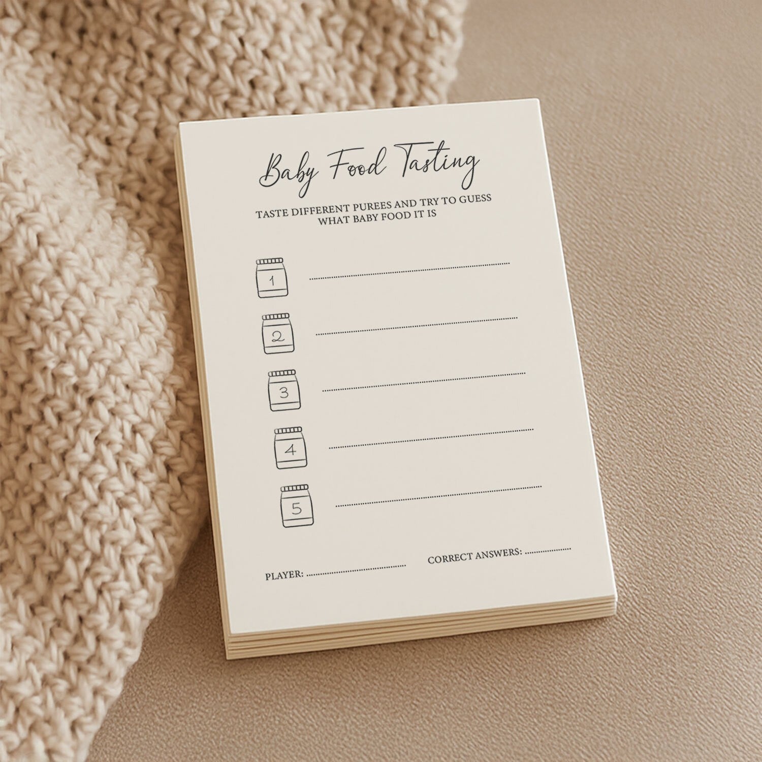 Baby Shower Game Cards - Baby Food Tasting