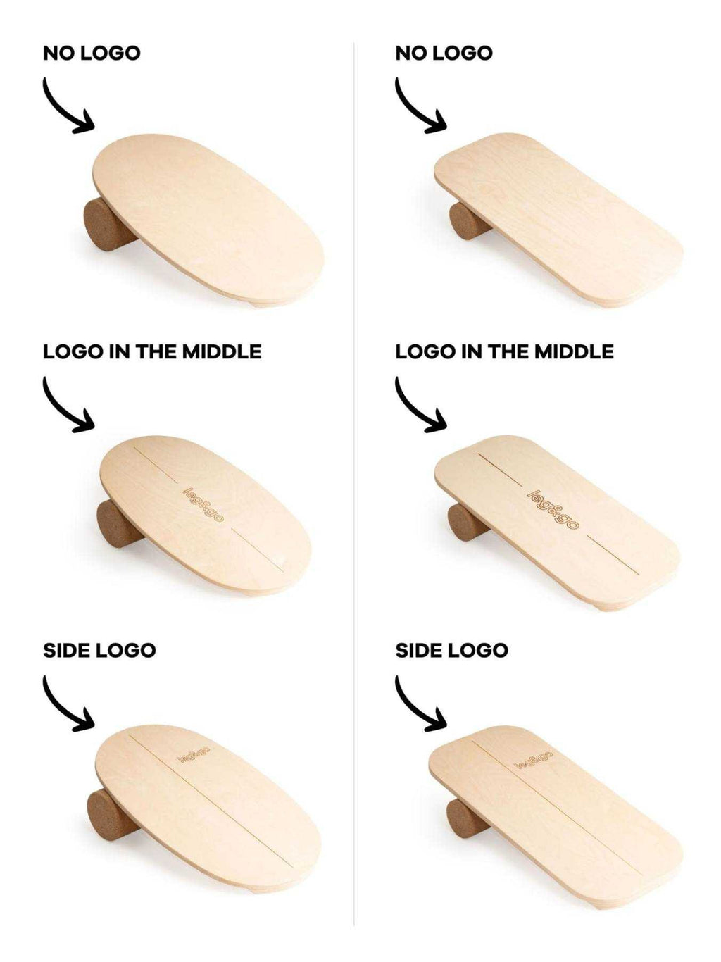 Rectangular Balance Board With Exercise Roll - Centered Logo