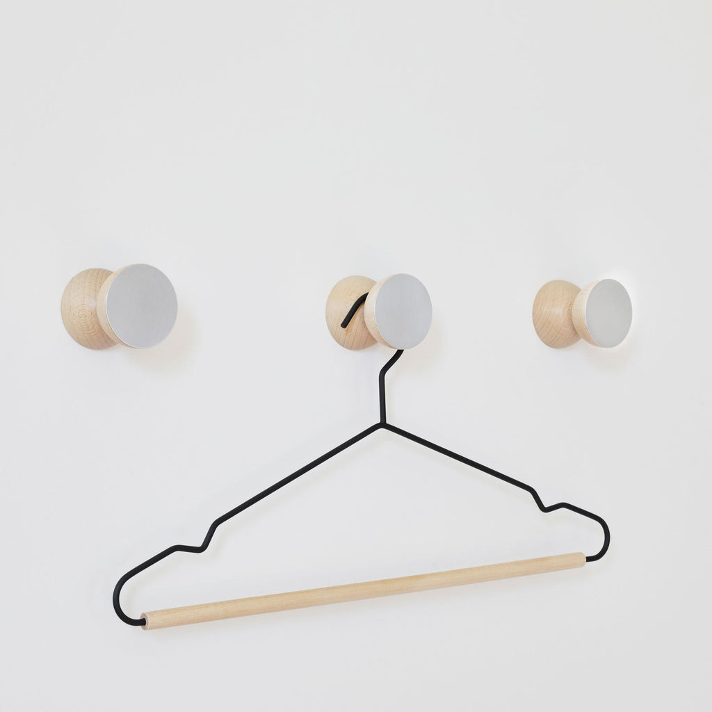 Beech Wood & Aluminium Wall Hook / Knob