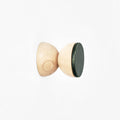 Beech Wood & Ceramic Wall Hook / Knob - Dark Green