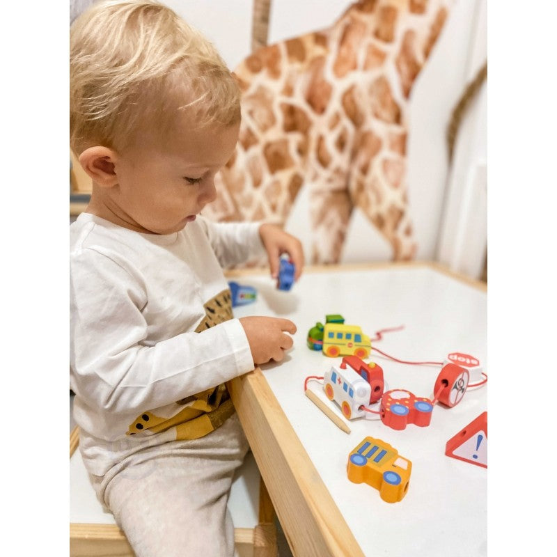 Car Shaped Wooden Threading Blocks 