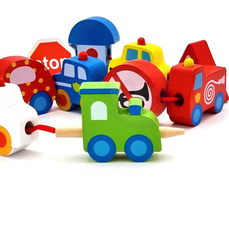 Car Shaped Wooden Threading Blocks 