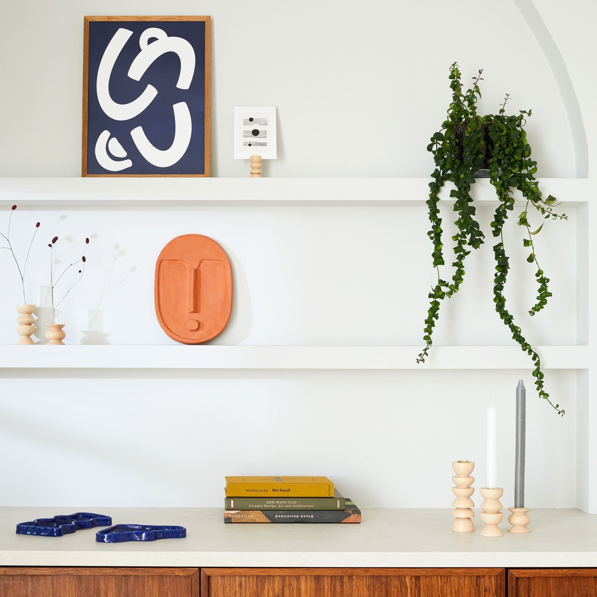 Ceramic Wall Mask – Textured Terracotta Orange