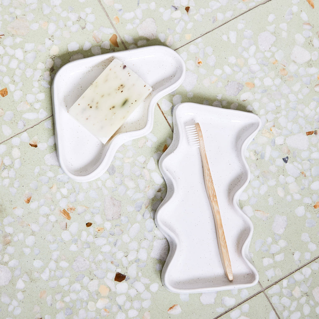 Ceramic Wave Tray – Rectangular White
