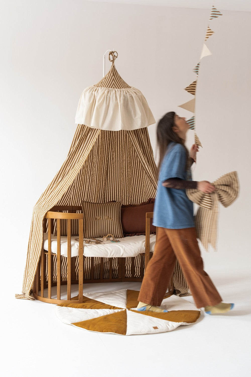 Cotton Canopy - Olive Stripes