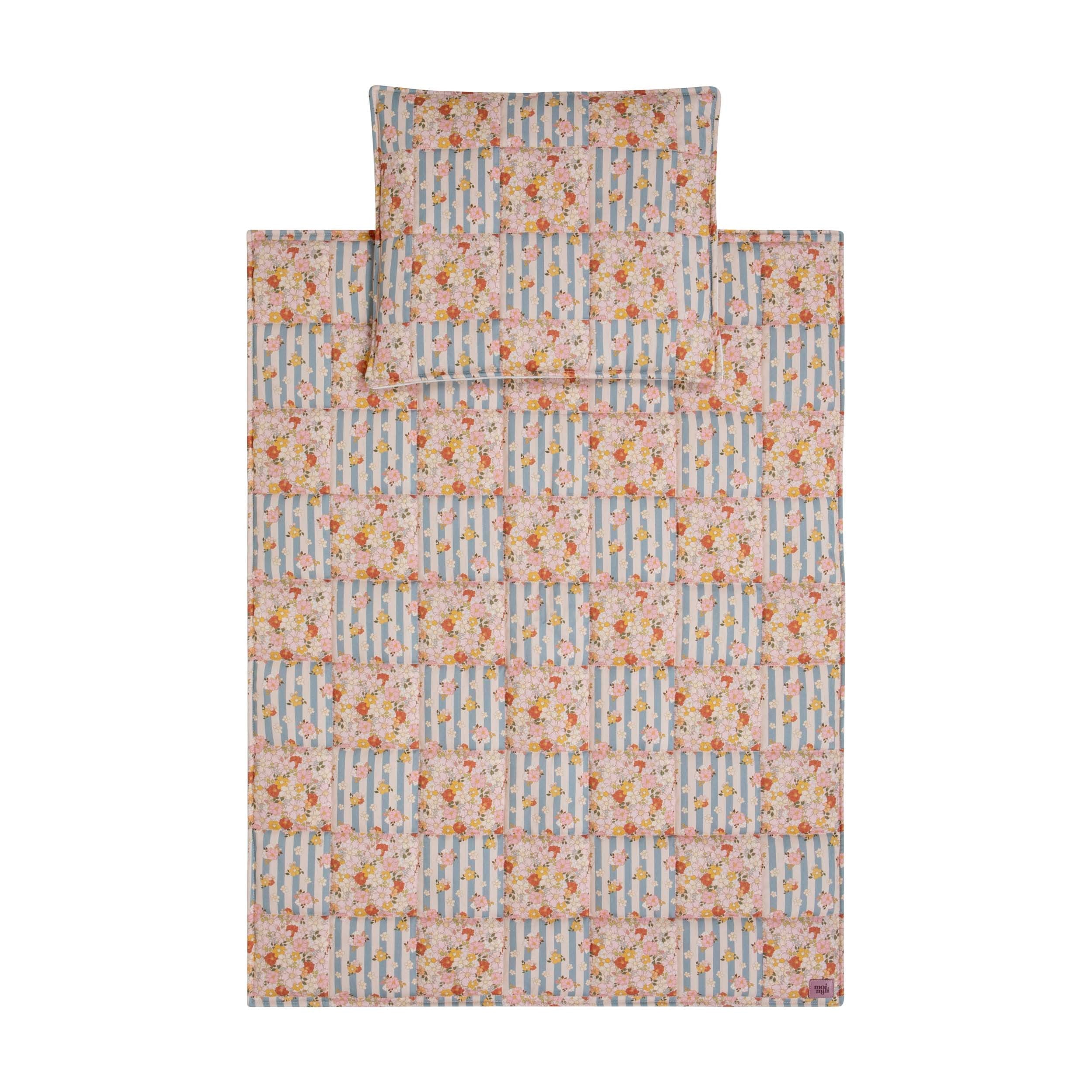 Cotton Quilted Patchwork Blanket + Pillow Set Large - Summer Garden