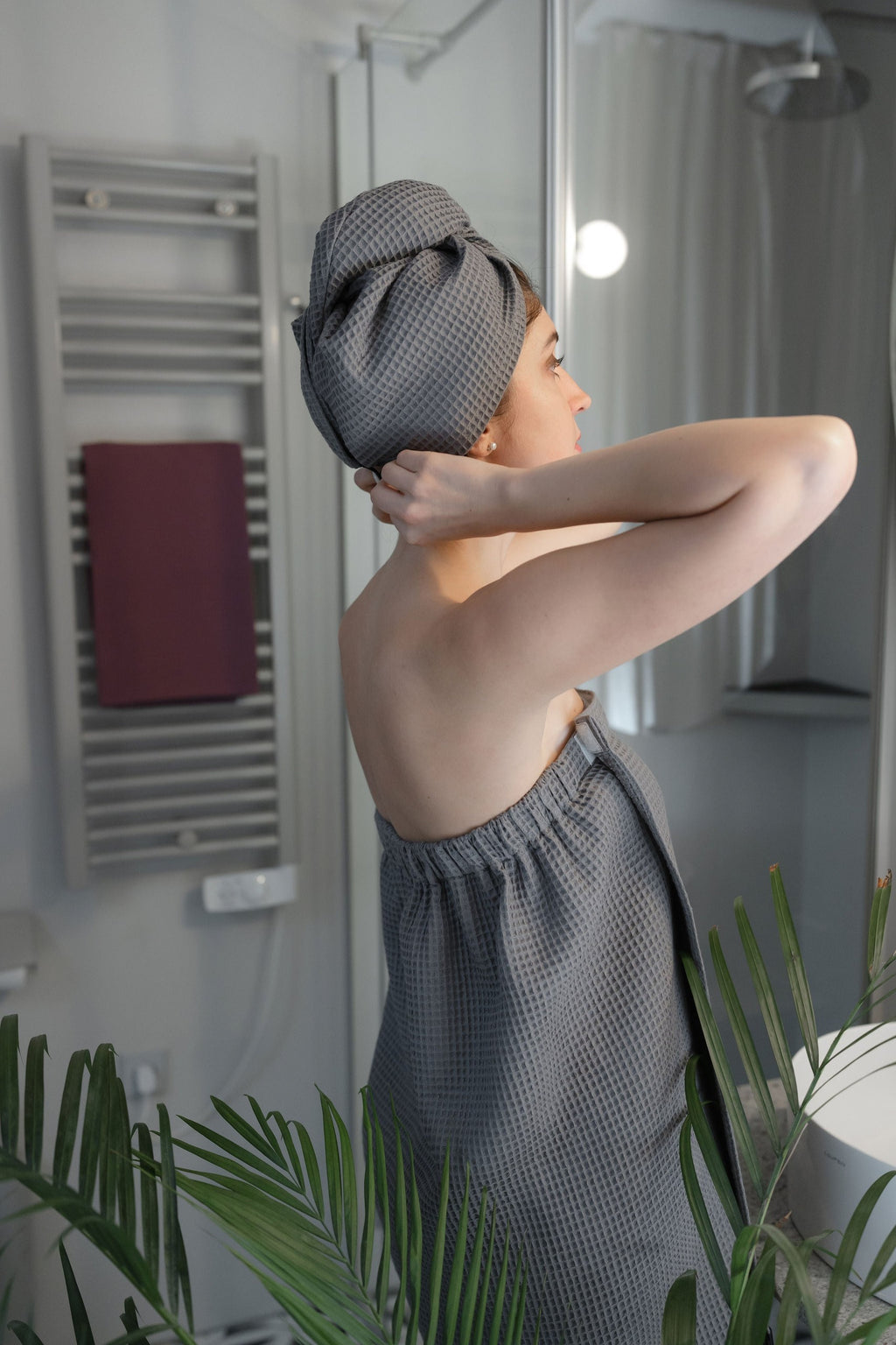 Cotton Waffle Sauna Wrap With Velcro