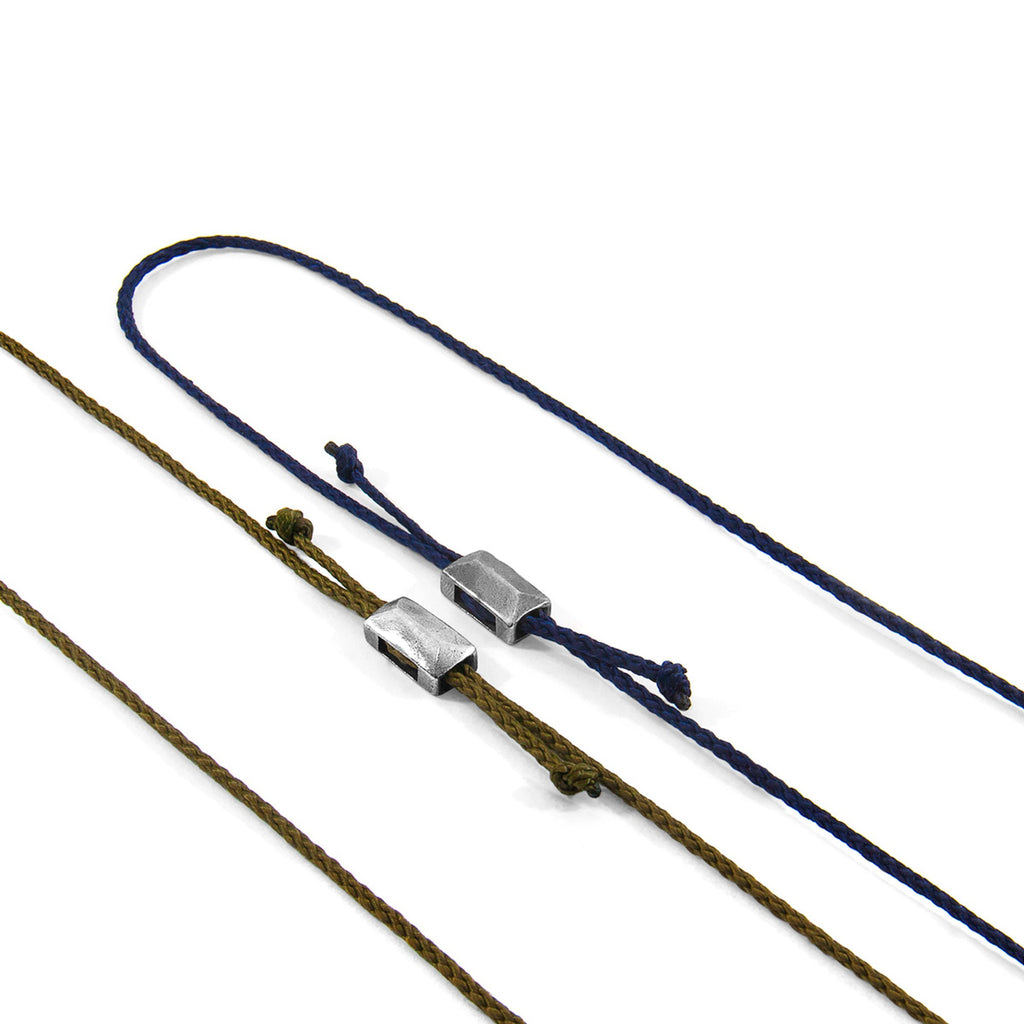 Edward Silver and Rope SKINNY Bracelet - Khaki Green