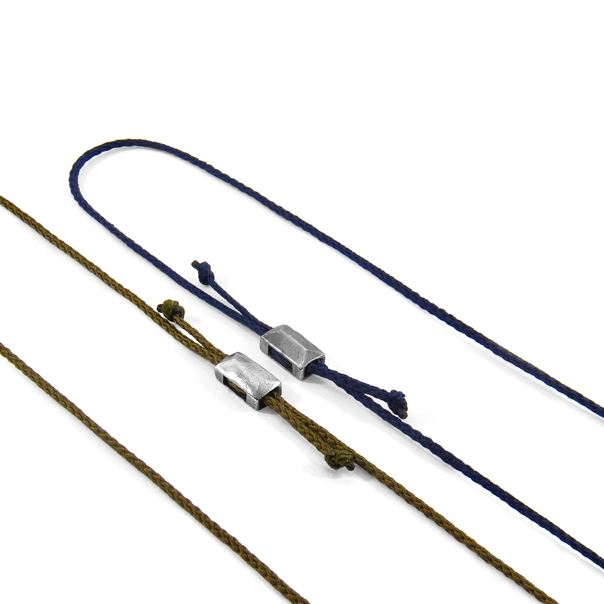 Edward Silver and Rope SKINNY Bracelet - Navy Blue