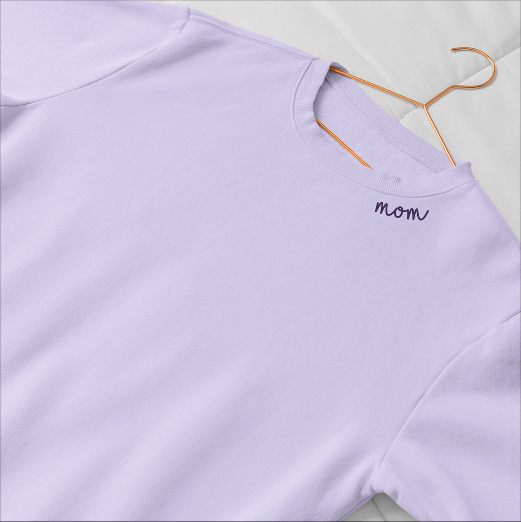 Embroidered Collar Organic Cotton Sweatshirt "Mom"
