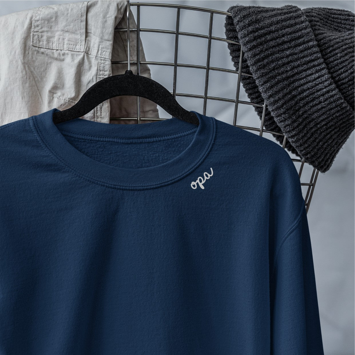 Embroidered Collar Organic Cotton Sweatshirt "Opa" (DE)