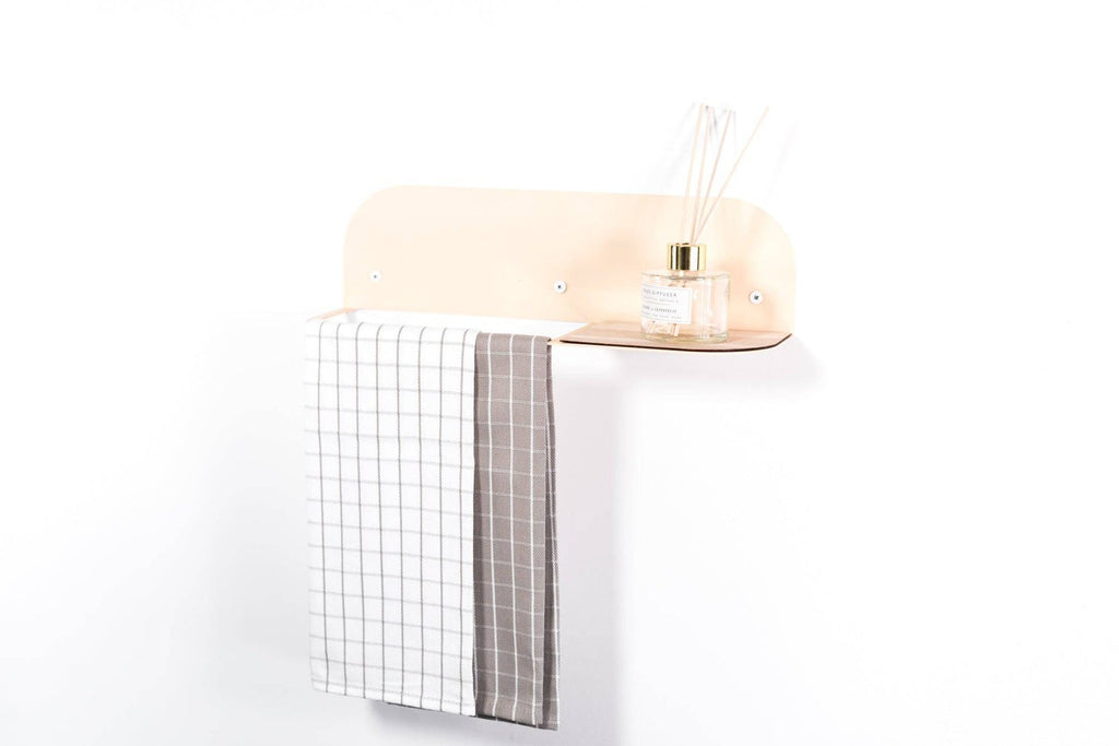 Steel & Wood Towel Rack - Beige