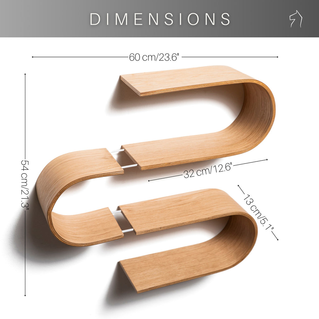 Floating Wooden Wall Shelf - Snake