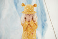 Kids Hat with Ears - Waves on Mustard