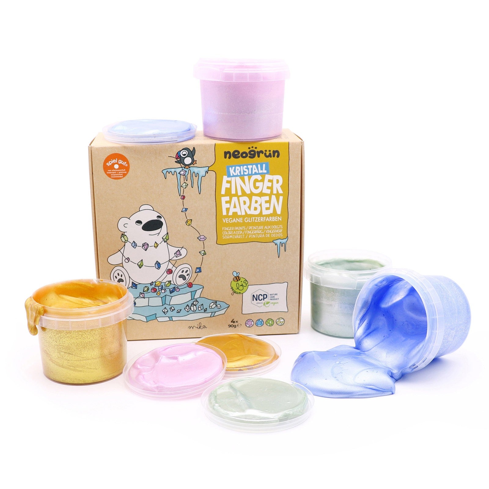 Neogrün Organic Glitter Finger Paint Set 4x90g
