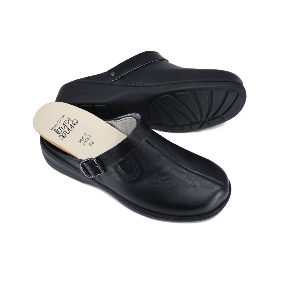 Loosu Closed Toe Leather Sandals - Black
