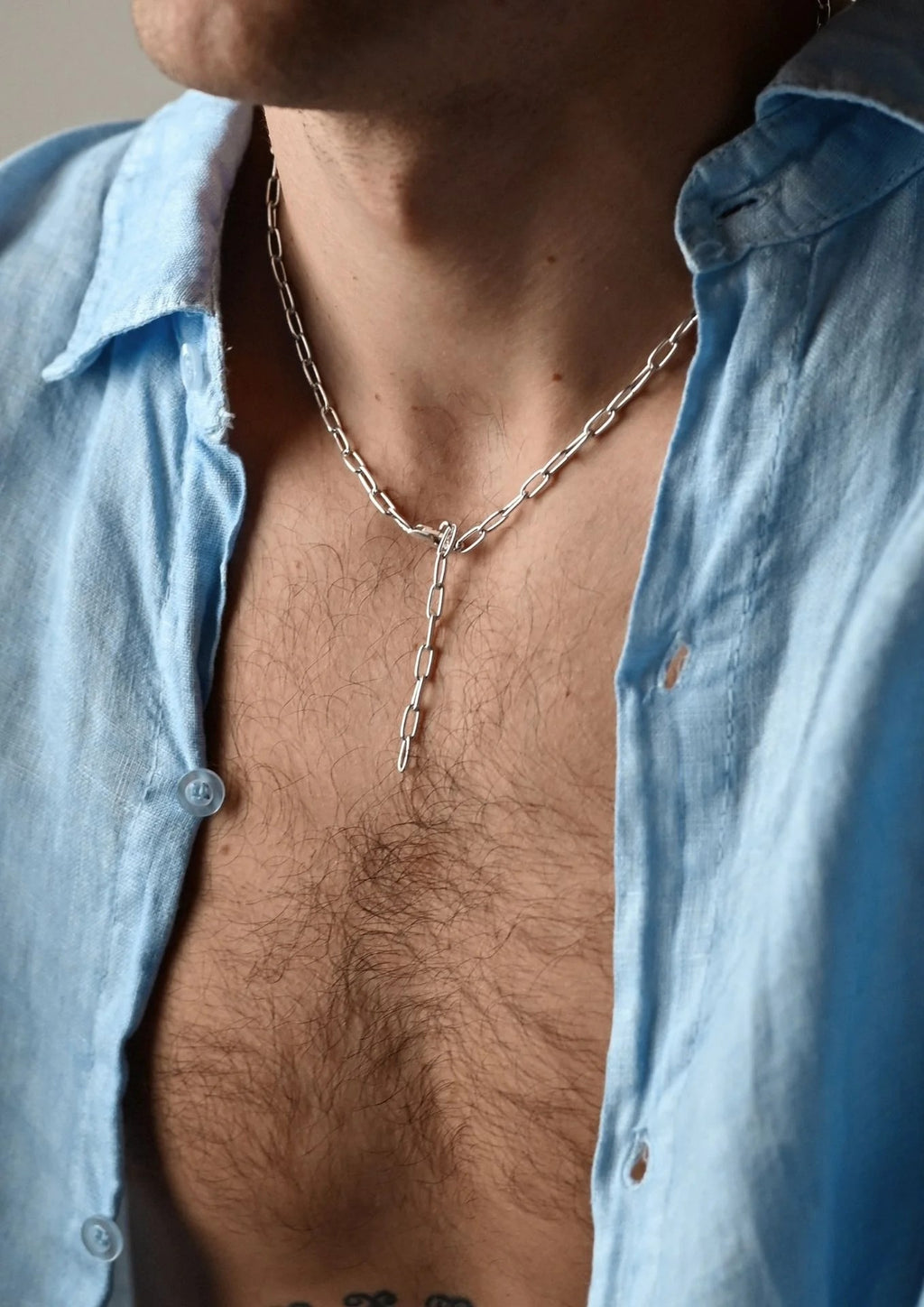 Paper Clip Y-Necklace Silver