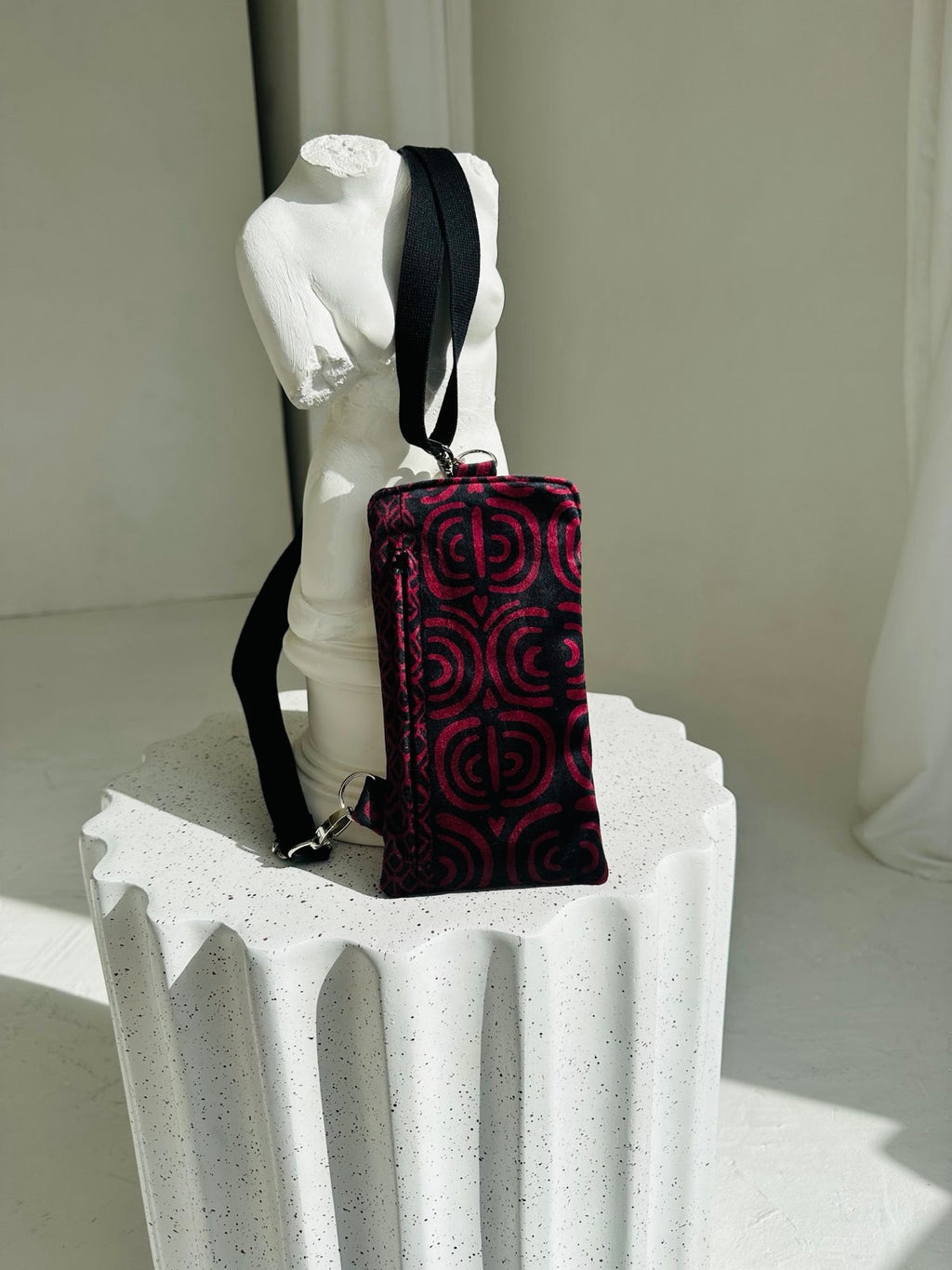 Phone Bag - Burgundy Pattern