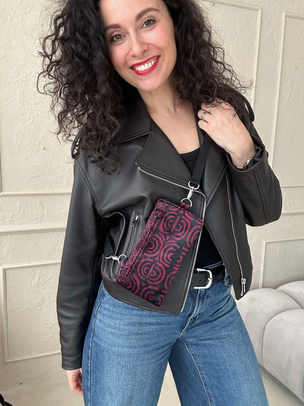 Phone Bag - Burgundy Pattern
