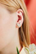 Dotted Porcelain Heart Studs -  White