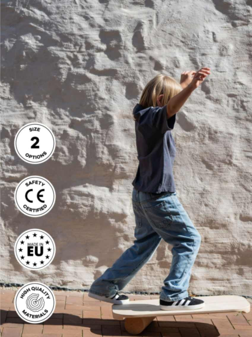 Rectangular Balance Board With Exercise Roll - Centered Logo
