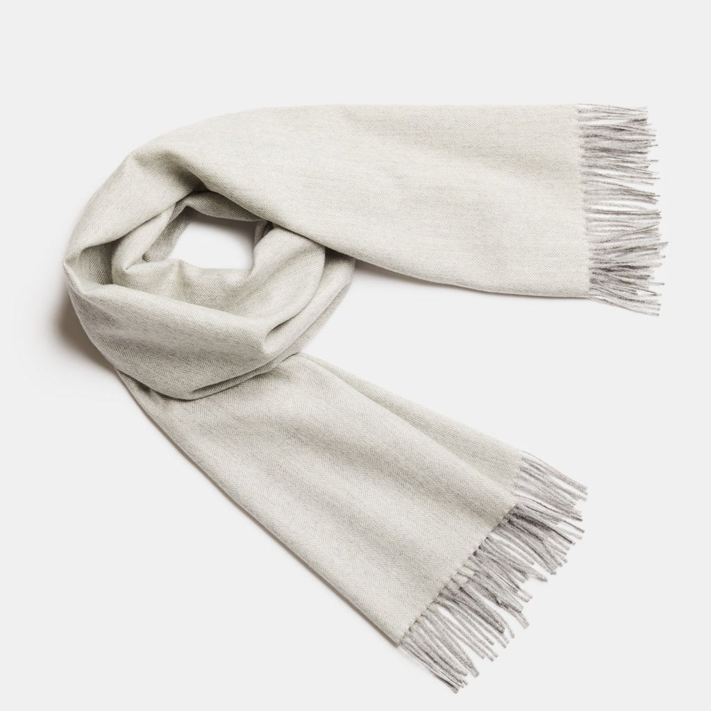 Natural Baby Alpaca Maxi-Scarf with Fringes