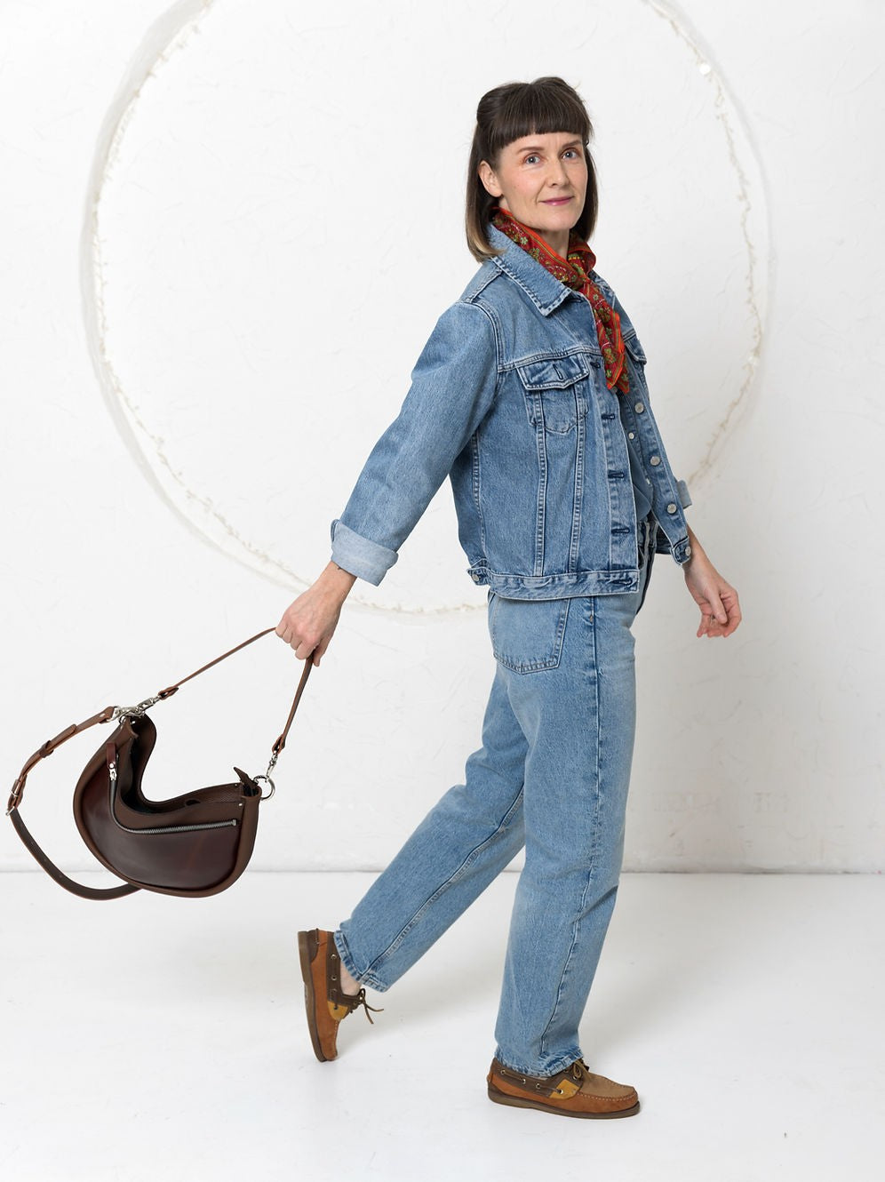 STELLA Leather Handbag - Brown & Cognac
