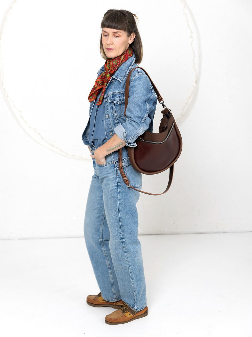 STELLA Leather Handbag - Brown & Cognac