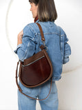 STELLA Leather Handbag - Brown & Cognac