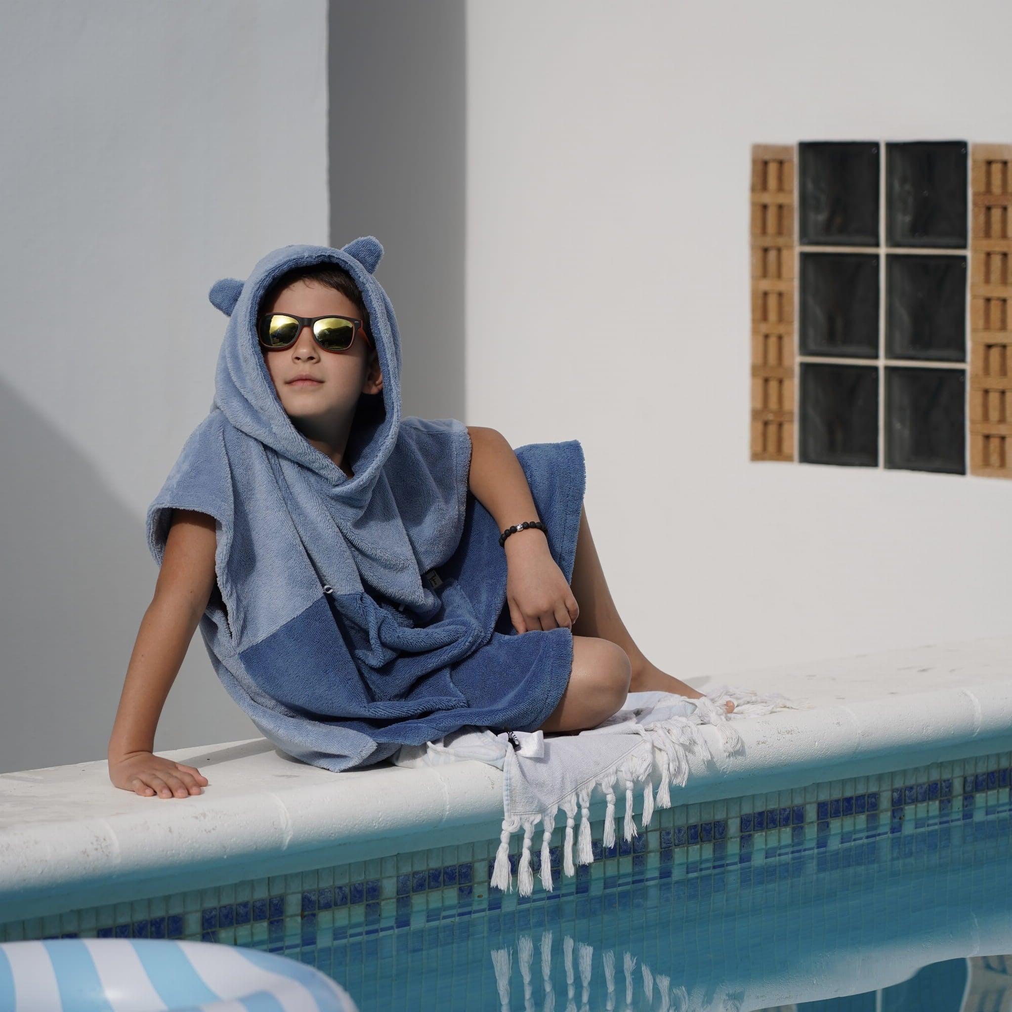 Surfbear Kids Bath Poncho - Blue