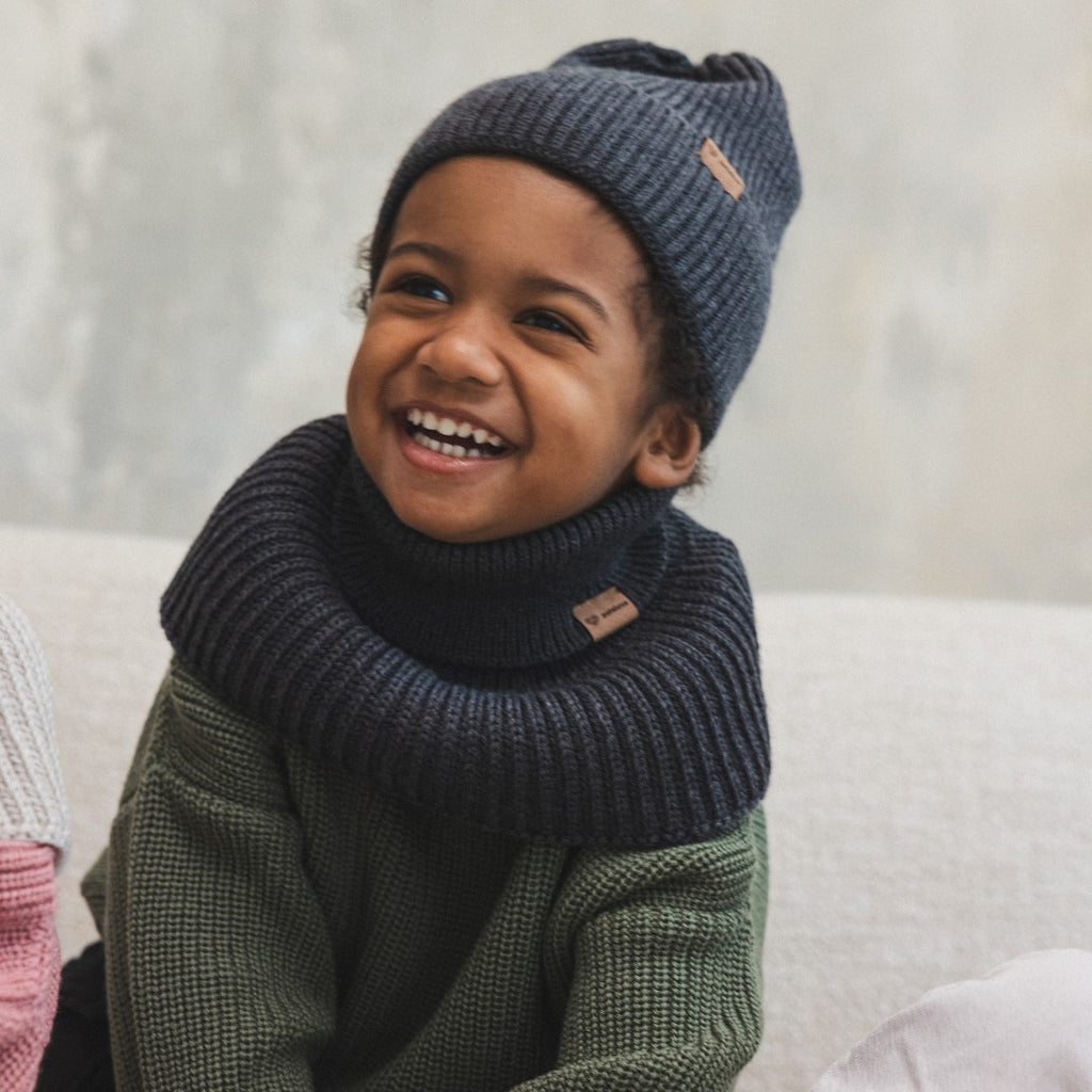 Winter Merino Wool Hat for Kids - Graphite