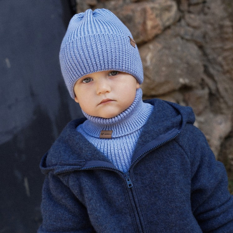 Winter Merino Wool Tube Scarf for Kids - Sky Blue