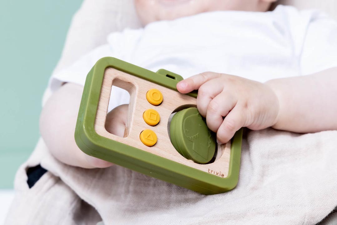 Wooden Silicone Baby Camera - Mr. Dino